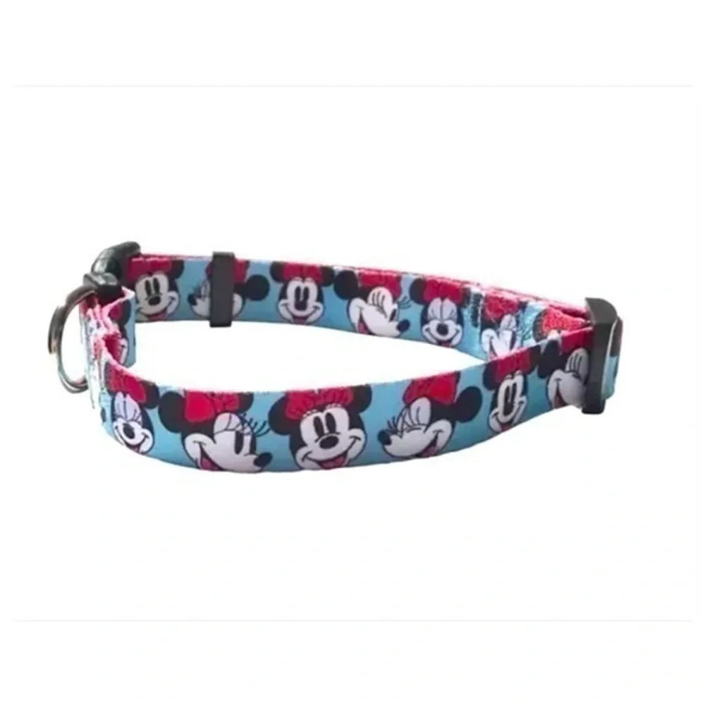 Disney Minnie Mouse Faces Blue Dog Collar Adjustable Med 12.9-20.5
